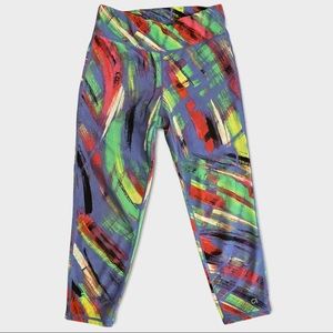 Gap Fit Girls Purple Paintbrush Capri Athletic Leggings Sz XL